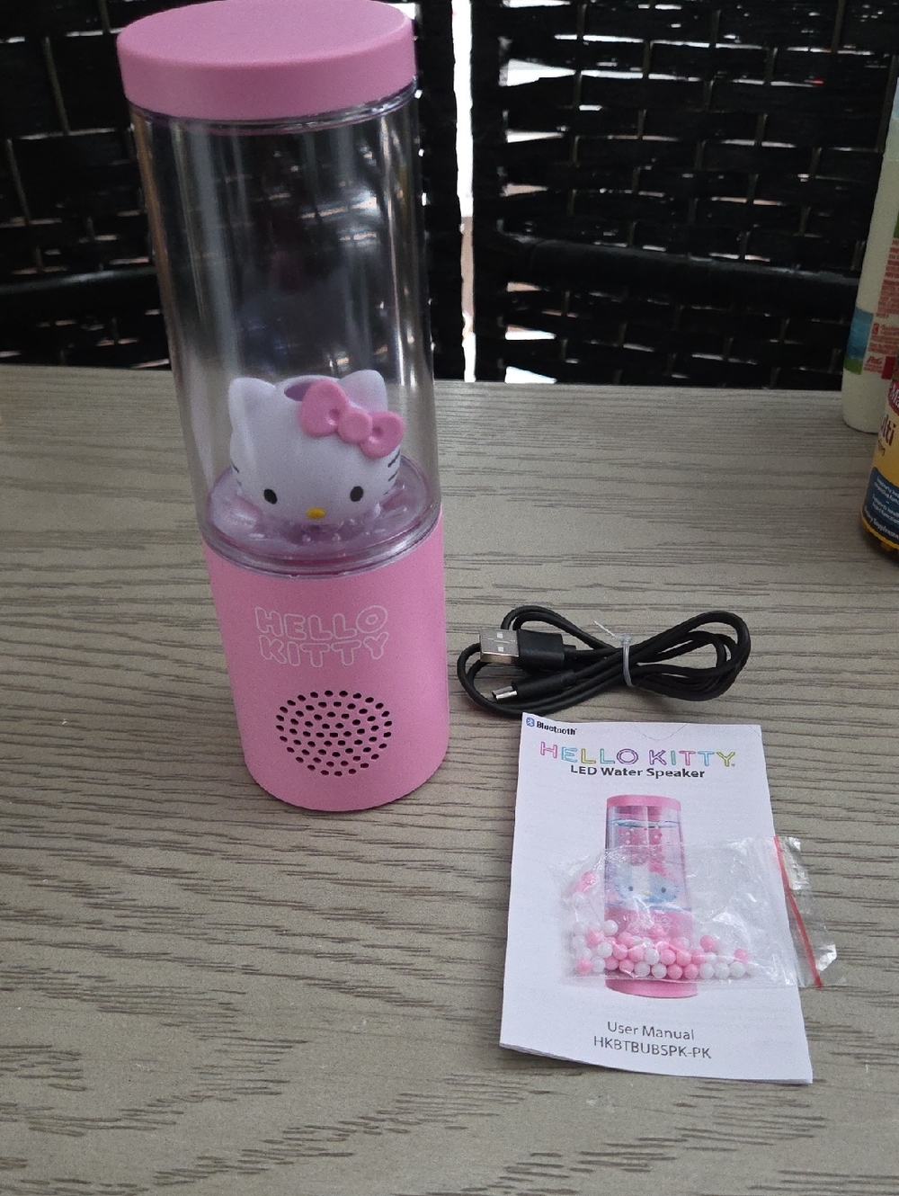 Hello Kitty Pink LED Water Bluetooth Speaker with USB Cable